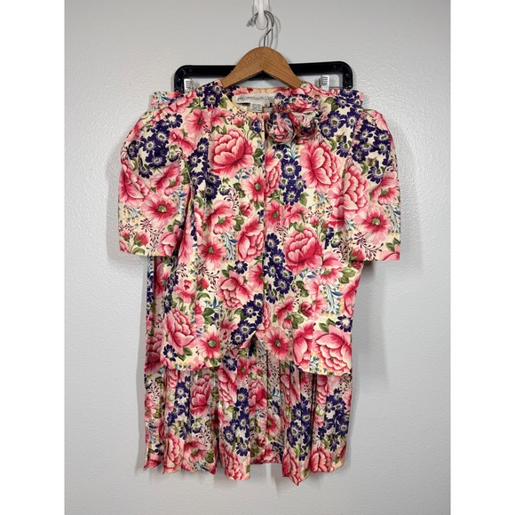 Anne Crimmins for Umi Collections Dresses & Skirts - Anne Crimmins Umi Collections Skirt Set Women 12 Pink Floral Silk Linen Vtg 2pc
